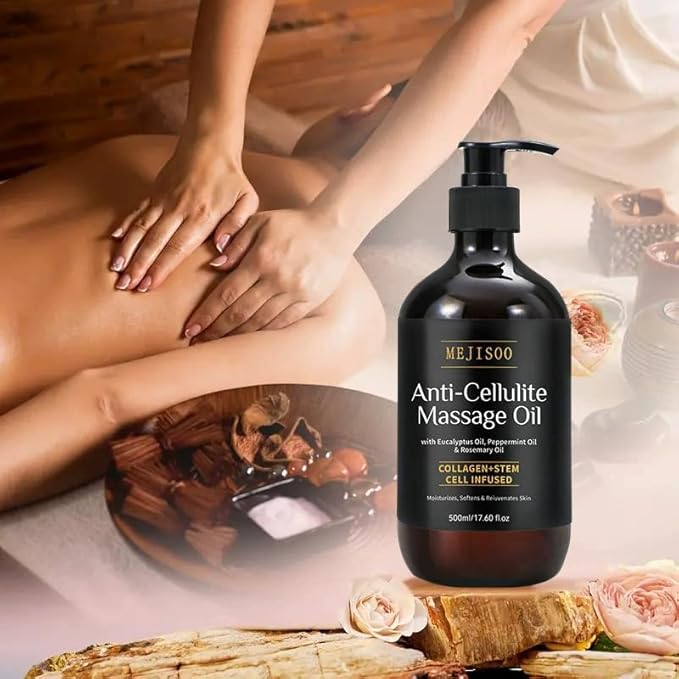 Anti Cellulite Massage Oil, Cellulite Remover for Legs and Firming Body Oil, with Plant-Based Ingredients and Fresh Fragrance, Moisturizes and Softens Skin, 17.6 FL OZ