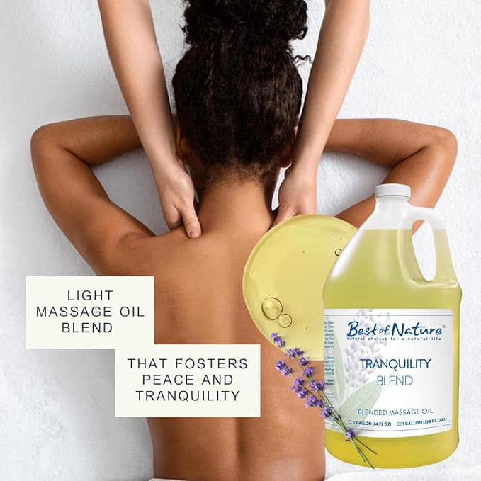 Best of Nature Tranquility Aromatherapy Massage & Body Oil - Soothing Blend with Lavender, Sage, Rosewood & Palmarosa, Ideal for Relaxing Massage or Daily Moisturizing - 5 Gallon Pail (640 fl oz)