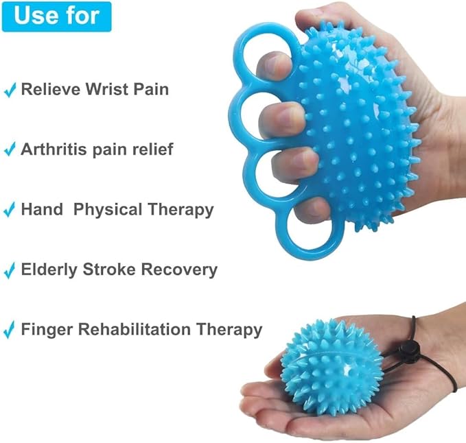 Hand Exerciser Ball, Hand Grip Strength Trainer Finger Extension Exerciser Massager Squeeze Balls for Therapy Arthritis and Carpal Tunnel, Stress Relief, Set of 2