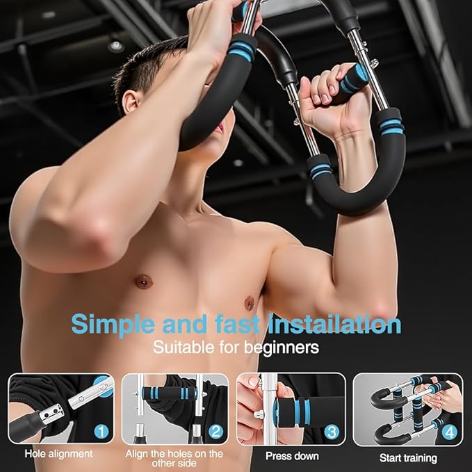 Adjustable U-Shaped Arm Strength Trainer – Portable 2-Level Resistance Band for Forearm, Biceps & Triceps – Ergonomic Grip, Home Gym Equipment (Black)