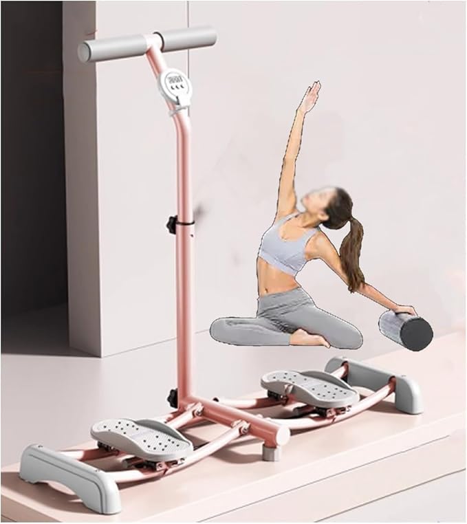 Foldable Skiing Exerciser Ski Machine Collapsible Leg Magic Machine Leg Strength Split Exerciser Core Strength Training Instrument for at Home Gym Pink(Pink,Counting Type)