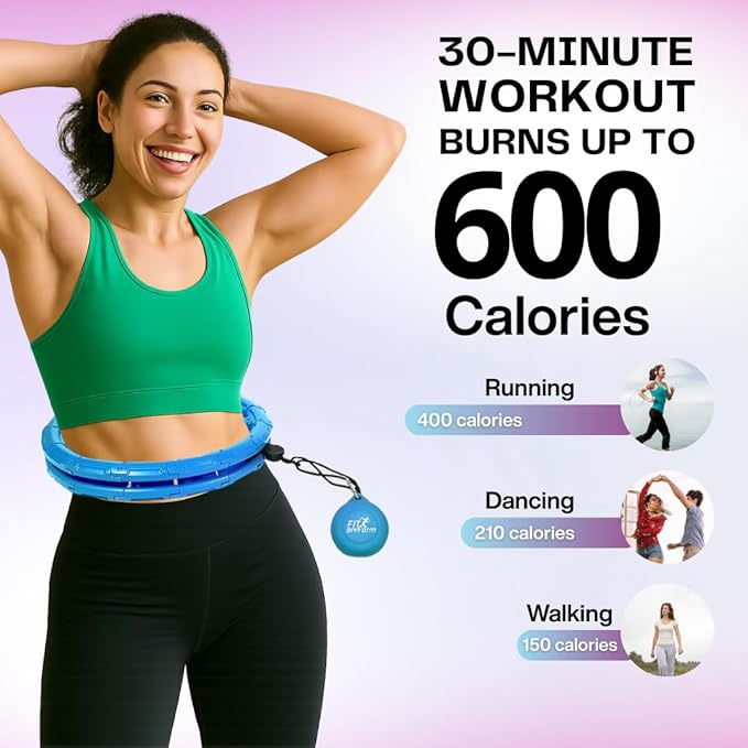 FIT ON FORM Infinity Weighted Hula Hoop for Adults Weight Loss, Smart Exercise Hola Circle Hoop for Women Abs Workout