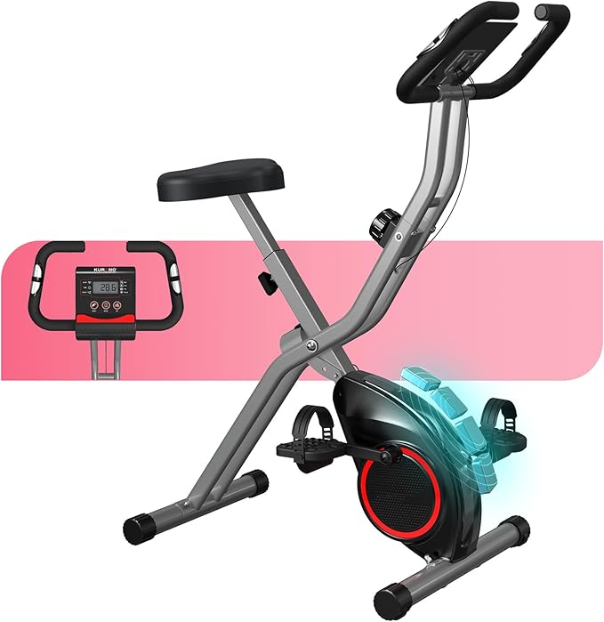 Foldable Exercise Bike for Small Apartments, Stationary Bikes for Home, Indoor Portable Cycling Bike with 16-Level Magnetic Resistance, 260LBS Capacity, 5.5 LBS Flywheel, for Small Space Workout 816