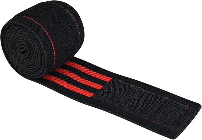 AQF Knee Wraps Weight Lifting Bandage - IPL and USPA Approved Gym Knee Support - Heavy Duty 78” Elasticated Support Straps Guard Powerlifting, Squatting (Pair)