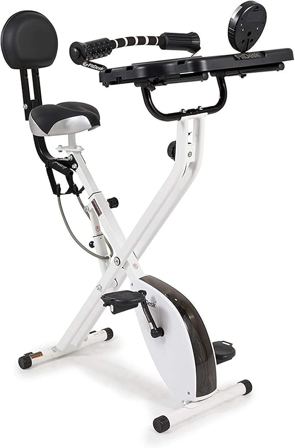 FitDesk Standing Exercise Bike Desk 3.0, Adjustable Height Indoor Cycling Trainer with Laptop Tray, Portable Stationary Fitness Desk for Home Office, Foldable Exercise Workstation, Supports 300 lbs