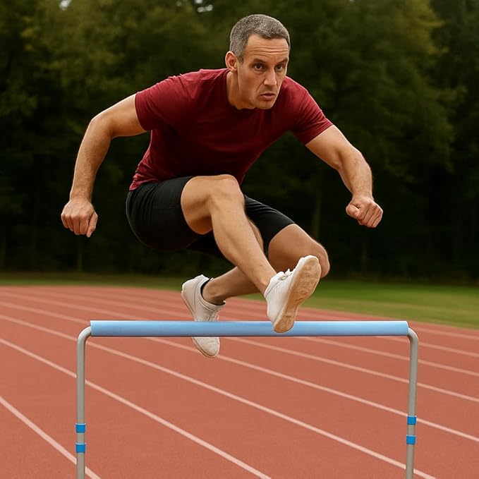Enhanced Training Agility Hurdles: Premium Self-Return Aluminum Set for Track, Field, Soccer, Football - Adjustable 27" to 42" - Versatile Performance Tools (Set of 3)