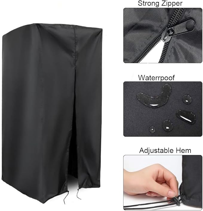 Pull Up Bar Station Cover 40x42x64in Protective Cover Strength Training Dip Stands Protection Gym Machine Cover for Indoor or Outdoor Power Tower/Pull Up Dip Station (Black)
