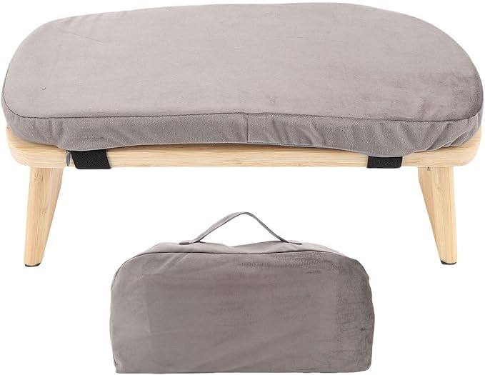 Wooden Meditation Bench, Yoga Meditation Bench, Folding Bamboo Stool with Cushion, Prayer Chair, for Home Yoga Practice (Grey)