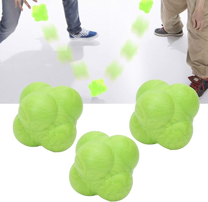 Reaction Ball, Hex Bounce PR Coordination Reflex Exercise Sports Fitness Training Ball 3pcs