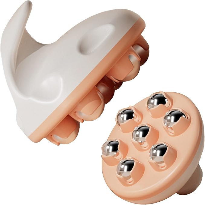 WMM Hand Held Massager, Full Body Massage Tool with Roller Ball Massager Manual 360-degree-roller for Muscle Back Neck Joint Foot Shoulder Leg Pain Relief with Portable Design
