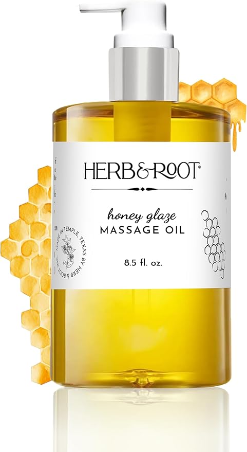 Honey Glaze Massage Oil, 8.5 oz | Body Oil with Sweet Honeycomb & Natural Oils | Non-Sticky, Moisturizing, Doubles as Aromatherapy Body Oil