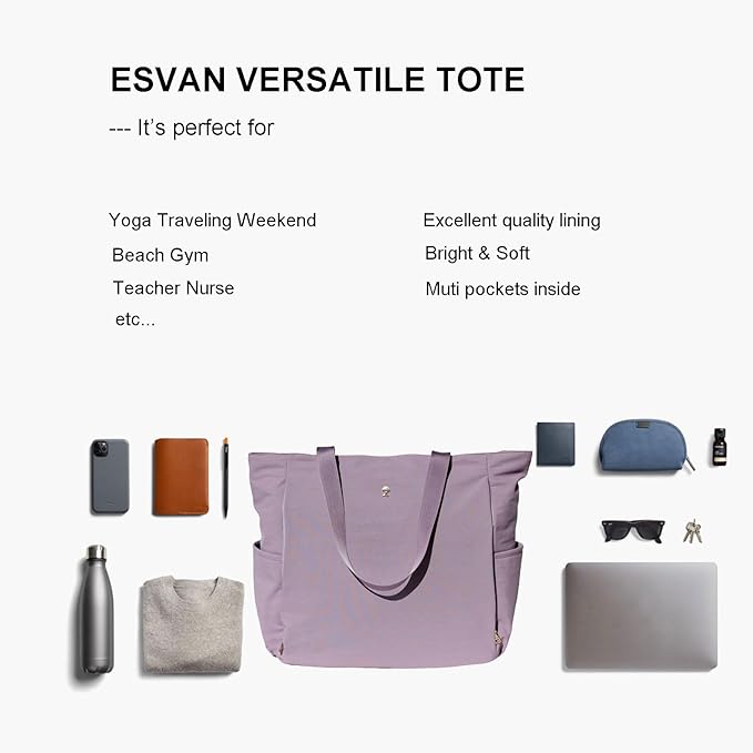 ESVAN Yoga Mat Bag Yoga Tote Carrier Shoulder Bag Carryall Tote for Office,Yoga,Pilates,Travel,Beach and Gym