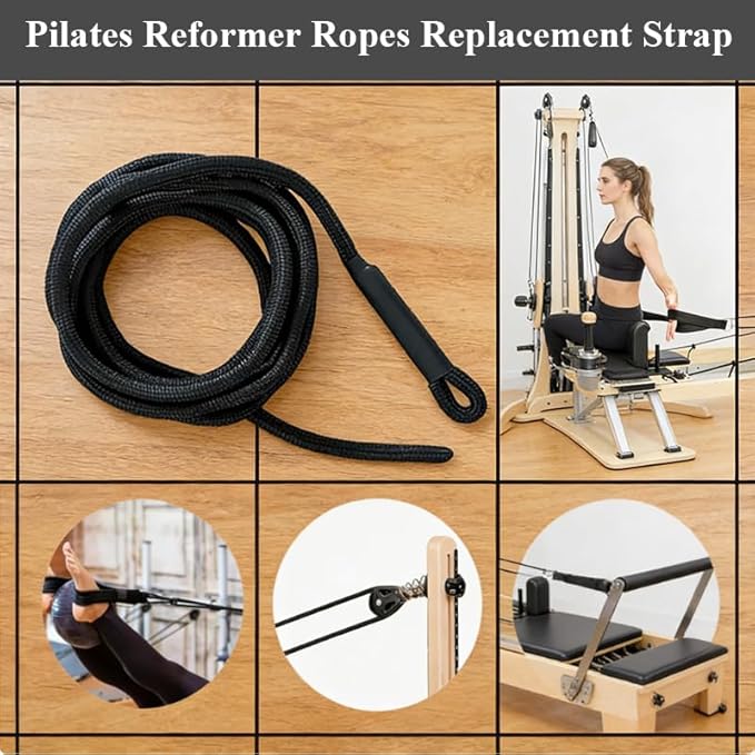 2 Pcs Nylon Pilates Reformer Pull Ropes, Replacement Straps for Pilates Core Bed, Durable Fitness Equipment Accessory for Home and Studio Yoga Workouts