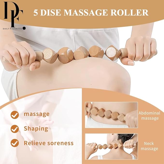 6-in-1 Wood Therapy Massage Tools – Lymphatic Drainage Massager Maderoterapia Kit Wooden Massager Body Sculpting Tools for Muscle Pain Relief - Wood Therapy Tools for Body Contouring and Shaping