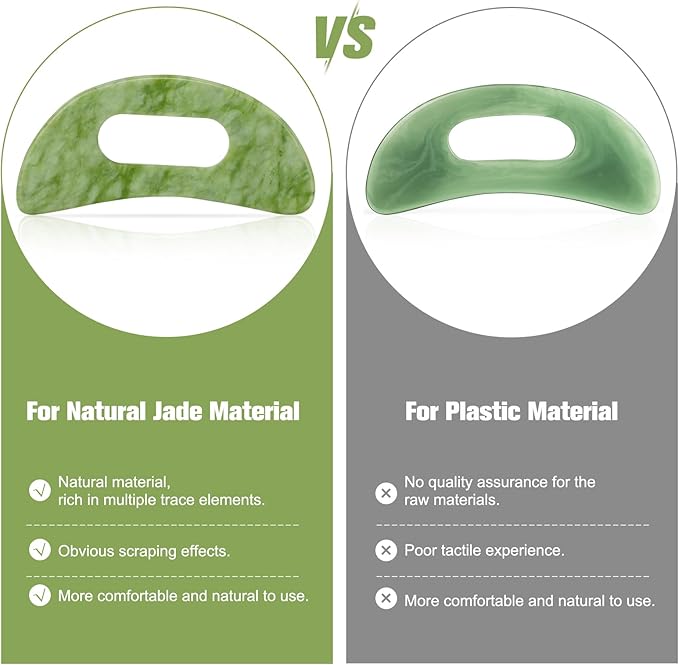 Jade Stone Gua Sha Massage Tool Set Larger Guasha Board with Handle, Muscle Scraping Massage Tools, Guasha Scraping Scalp Comb, Acupuncture Tools for Relaxation Lymphatic Drainage Valentine's Day Gift