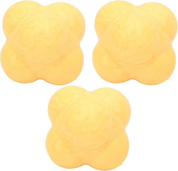 Drfeify 3Pcs Bounce Reaction Balls Ball Set for Training & Coordination HexShaped with TPR Material for Multisport Athletes