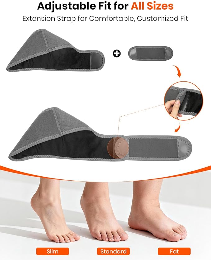 Foot Renew Massager for Neuropathy, 3-in-1 Cordless & Portable Foot and Ankle Massager for Heel, Arch & Ankle Relief, 3-Level Vibration & Heat, Ideal Gift, Includes Extension Strap (Gray 2pcs)