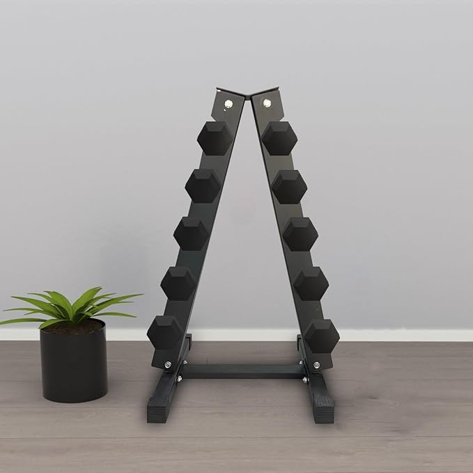 Heavy Duty A-Frame Dumbbell Rack Stand, 2.0mm Commercial Steel Weight Storage Organizer for Home Gym, 480LB Capacity, Space Saving Design (21.5"x16.9"x38")