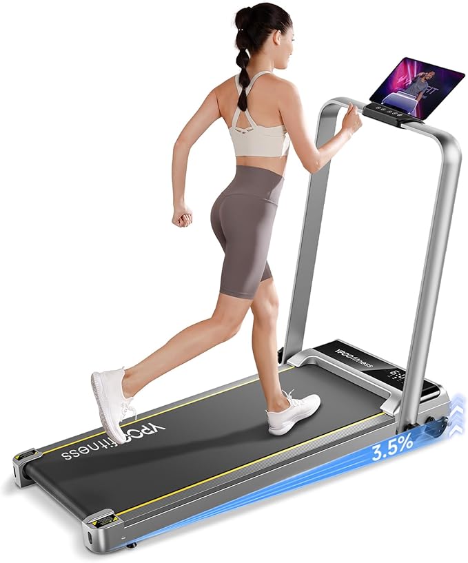 Foldable Treadmill with Incline, Walking Pad with Handle Bar 3 Level Incline, Portable Folding Treadmills for Home/Office 300 Lbs Capacity, Quiet Desk Treadmill with Remote Control & APP