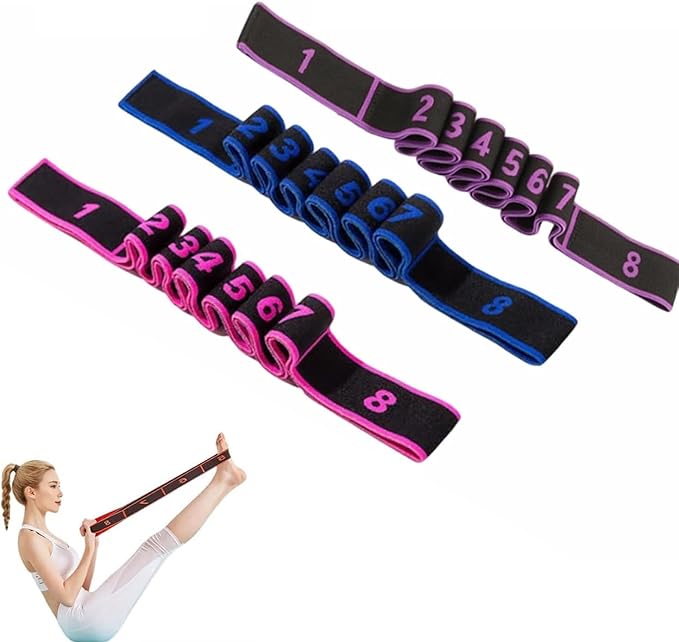 Fitness Resistance Band for Stretching and Yoga, Number Stretch Resistance Band with Clear Markings, 8-Section Elastic Training Bands for Full Body Stretching Shaping
