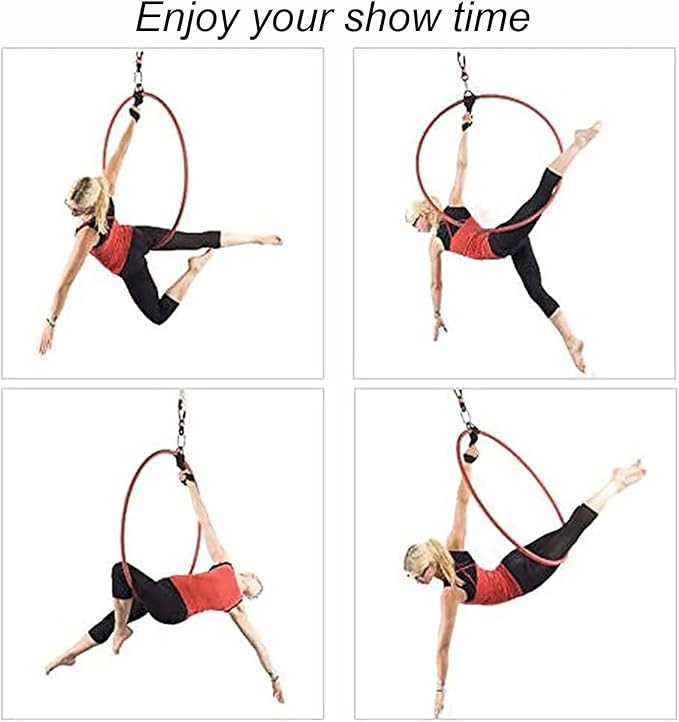 PRIOR FITNESS Upgraded 17.71" Lyra Aerial Hoop Hand Loop Strap Noose for Yoga Aerial Acrobatics Strength Training Black
