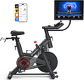 Merach Magnetic Exercise Bike, Heavy Duty Stationary Bike with Automated Resistance, 350 Lbs Weight Capacity, Low Noise Indoor Workout Bike for Home Gym with Self-Developed App