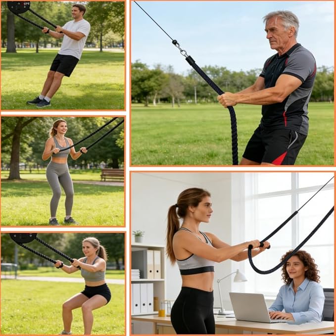Endless Rope Trainer, Portable Cable Pulley System with Adjustable Resistance, Home Gym Equipment for Arm, Back, Grip and Full Body Coordination Training