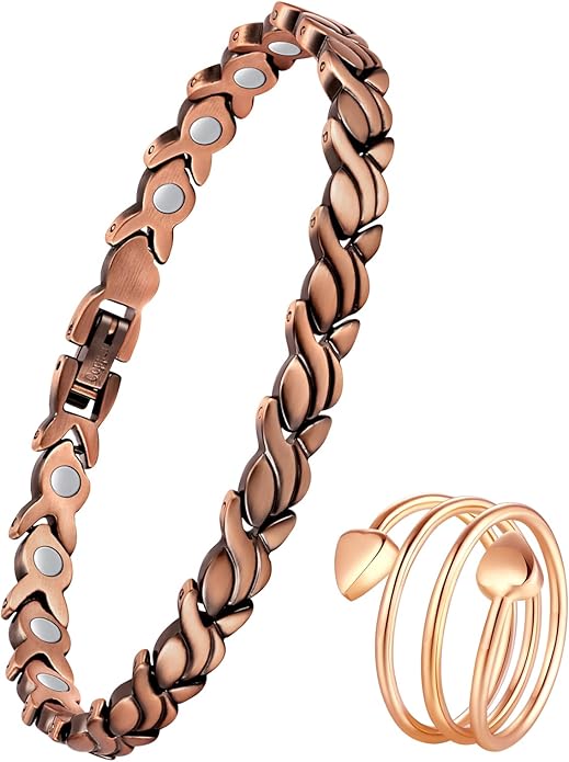 Copper Bracelets & Rings for Women, Copper Magnetic Bracelet for Women