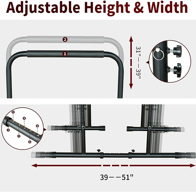 Adjustable Power Tower Dip Station Pull Up Bar Stand – Heavy Duty Multi-Function Home Gym Equipment for Pull-Ups, Dips, Push-Ups & Leg Raises