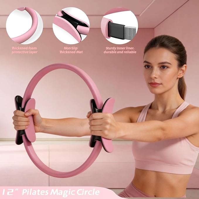 Pilates Equipment Kit for Home Workout,Pilates Ring and Ball Set,Pilates Essentials Accessories Kit for Women with Core Sliders,Adjustable Ankle Wrist Weight,Exercise Resistant Bands