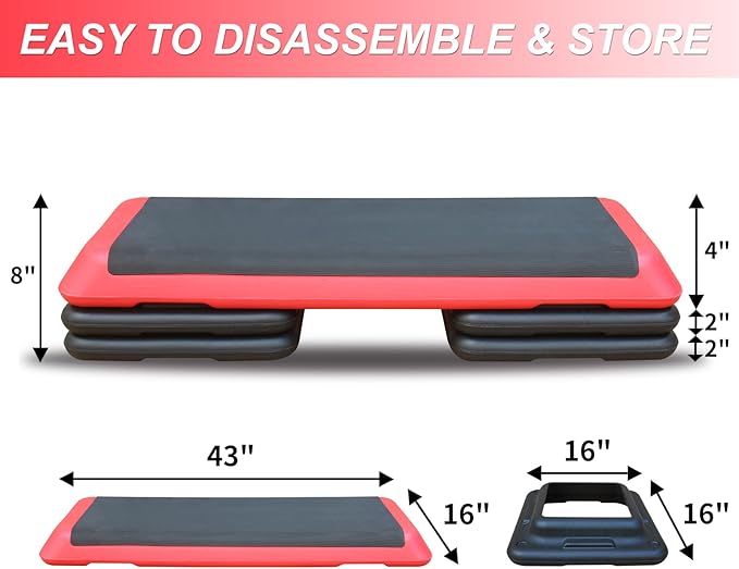 Aerobic Step Platform 30" × 14" Height Adjustable Workout Step for Fitness Strength Training with Risers Exercise Platform for Home Gym
