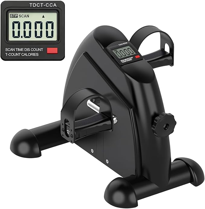 Mini Exercise Bike: Portable Under Desk Bike Pedal Exerciser Foot Cycle Arm & Leg Pedal Exerciser with LCD Screen Displays & Adjustable Resistance for Home/Office