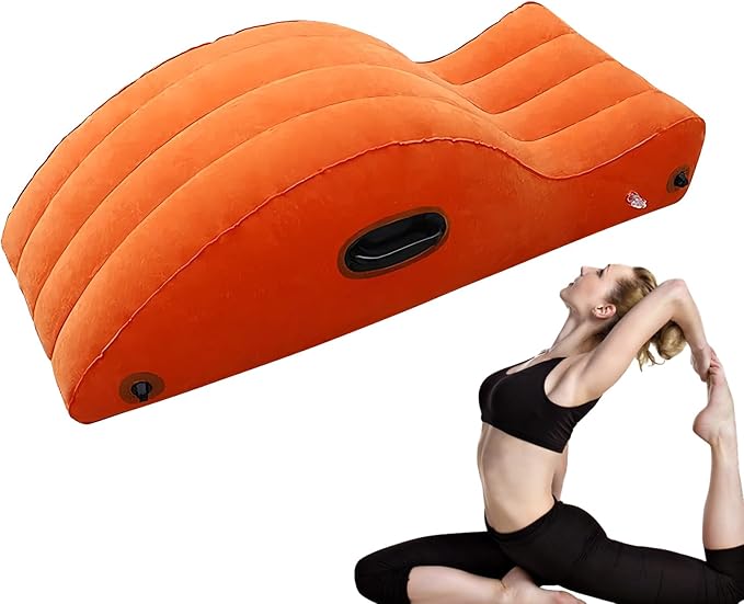 Inflatable Yoga Sofa – Pilates Recliner, Flocking Lounge, Portable Air Cushion | Streamlined Curved Support, Quick Inflation Comfort for Home Workout, Meditation, Relaxation Sessions