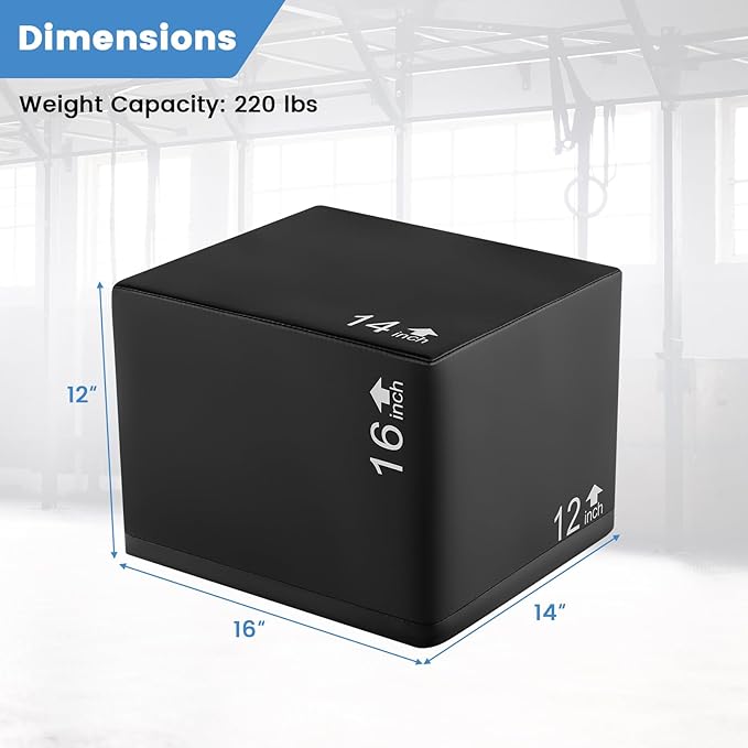 Goplus 3 in 1 High Density Foam Plyometric Jump Box, Plyo Box with Non-Slip PU Cover & Easy Clean Design for Home Gym HIIT Training Equipment, No Assembly Required