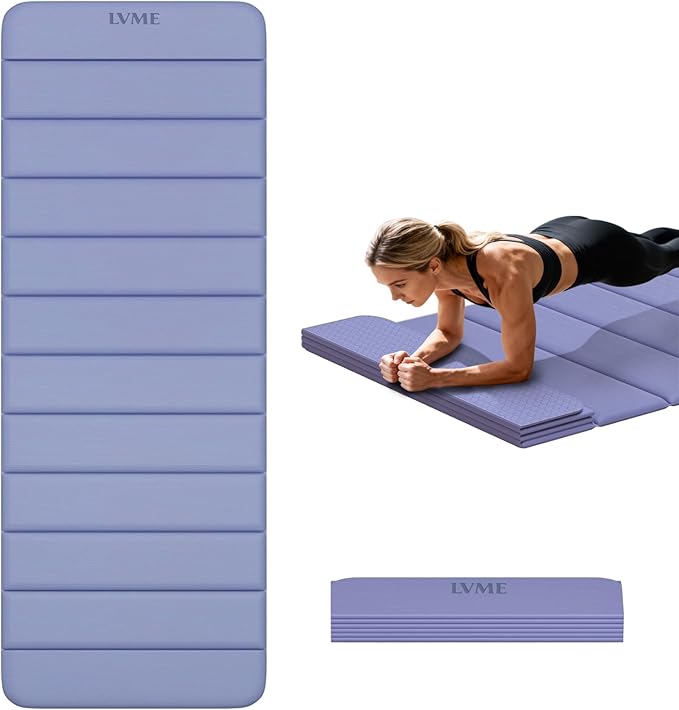 Extra Thick Foldable Yoga Mat (10mm), SGS Certified TPE, Non-Slip & No Smell, 12-Fold Design for Ultra Portability And Easy Storage | for Yoga, Gym, Pilates, and Home Workouts, 76" x 26"