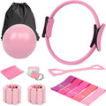 Home Pilates Equipment Kit for Women, 13-in-1 Pilates Ring & Ball Set with 5 TPE Resistance Bands, Ankle Weights, Figure-8 Pull Band, Stretch Strap & Waterproof Carry Bag