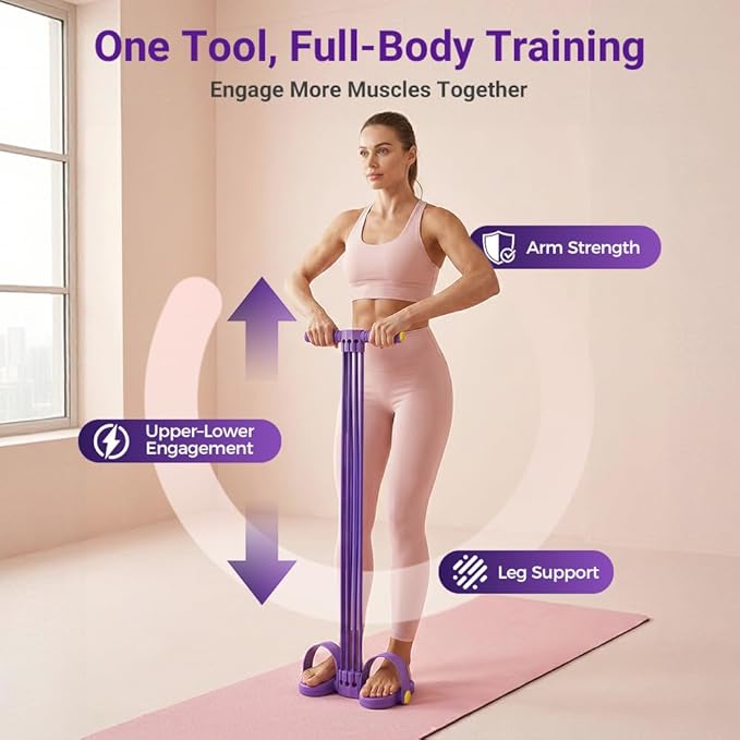 Pedal Resistance Bands with Handles, Upgrade 6-Tube Natural Rubber Foot Pedal Resistance Band, Multifunction Home Gym Equipment for Arms, Legs, Abdomen, Waist Training