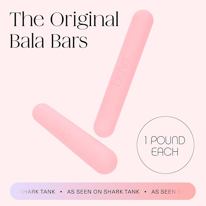 Bala Bars Dumbbell Set for Women & Men - Set of 2 Bars Designed for Walking, Strength Training, HIIT, Boxing & Aerobics - Hand Weights for Working Out at Home