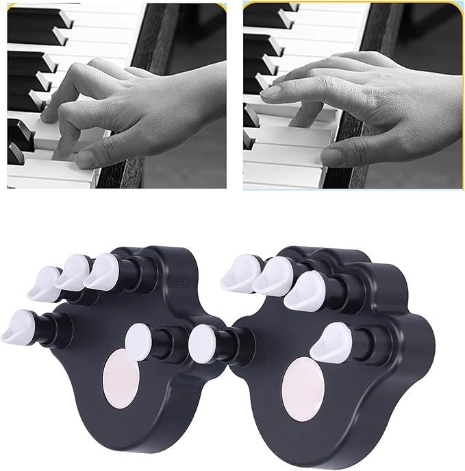 2Pcs Piano Finger Trainers ABS and Silicone Hand Grip Exerciser Piano Correctors Orthotic Tools for Strength Training(black)