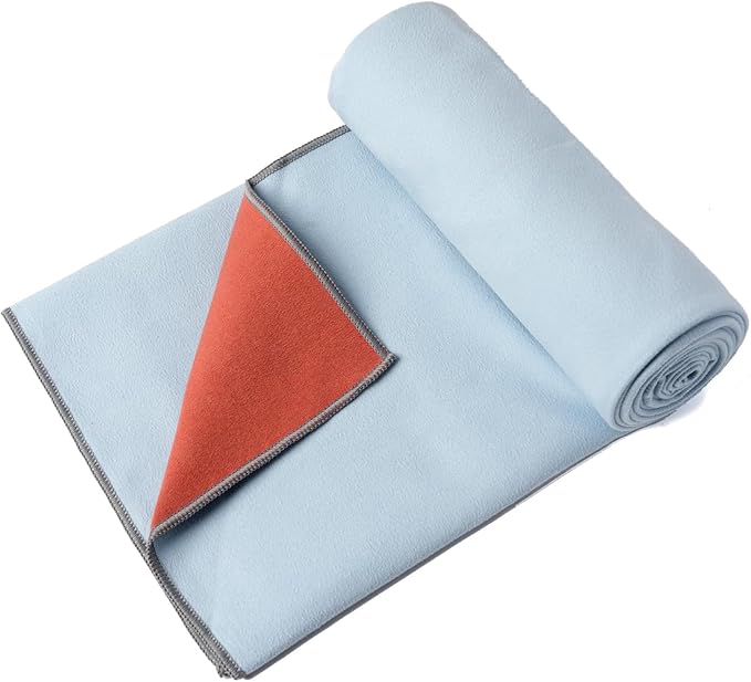 Eunzel 2 Pack Hot Yoga Towel, Reversible Two-Tone Non-Slip Yoga Mat Towel, Sweat Absorbent for Hot Yoga, Pilates and Workout, 72" x 26.5", Sedona Red& Blue/Army Green& Pink