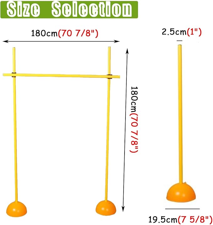 Agility Hurdles Jumping Practice Hurdles Pole - 100/150/180cm, Agility Hurdles Sports Equipment, Soccer Trainer, Track & Field Hurdle, Speed Hurdles for Dog(180cm/71in/6ft)