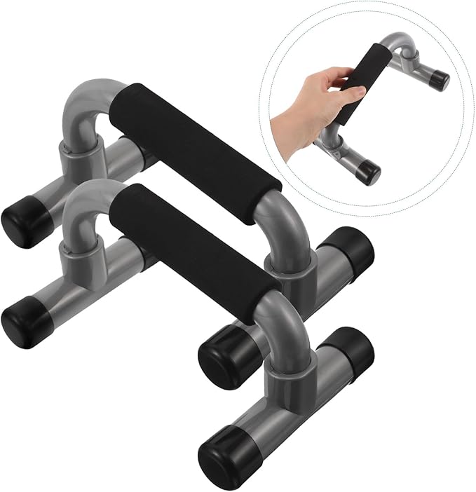 Toyvian H-shape Pushup Stands Pair Anti-slip Parallettes Bars for Strength Training Compact Gym Equipment for Home and Travel Chest Workouts