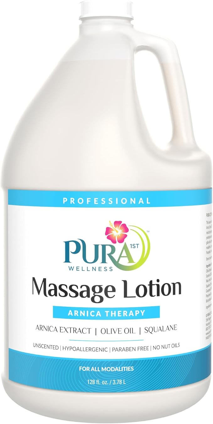 Arnica Therapy 1 Gallon Massage Lotion, Arnica Extract, Professional, Massage Therapy, Deep Tissue, Unscented, Hypoallergenic, Natural Ingredients, Skin Hydrating, Moisturizing, Recovery