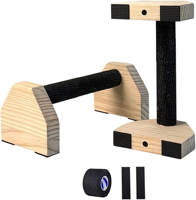 2Pcs Push up Bar Sturdy Wooden Parallettes Bar Push up Stands Pushup Handles for Gymnastics Strength Training Aerobics