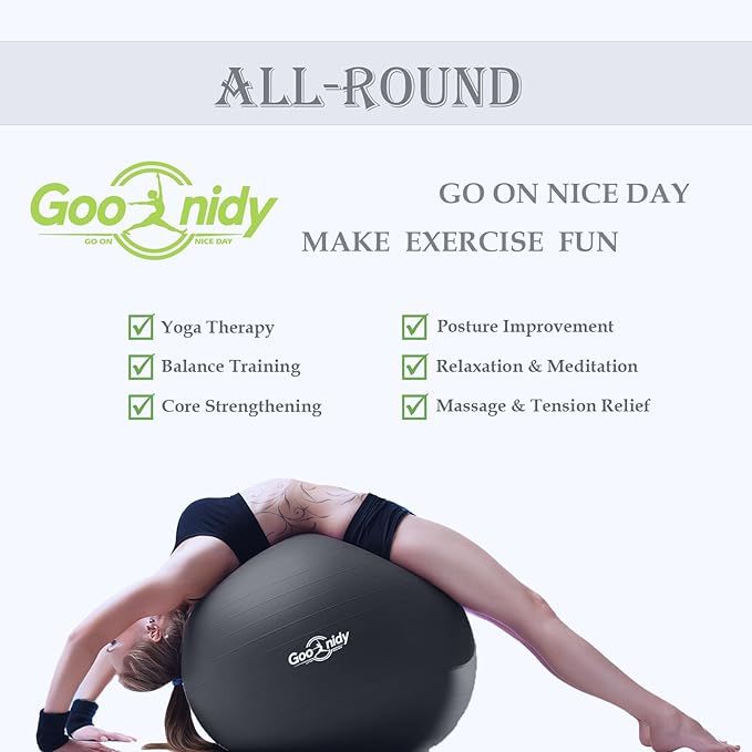 Soft Exercise Ball, Anti-Burst Pilates Yoga Ball Chair Supports 2200lb, Workout Equipment w/ Pump for Women Pregnancy, Medicine, Birthing, Physical Therapy, Stability, Excersing, Birth, Swiss, Fitness