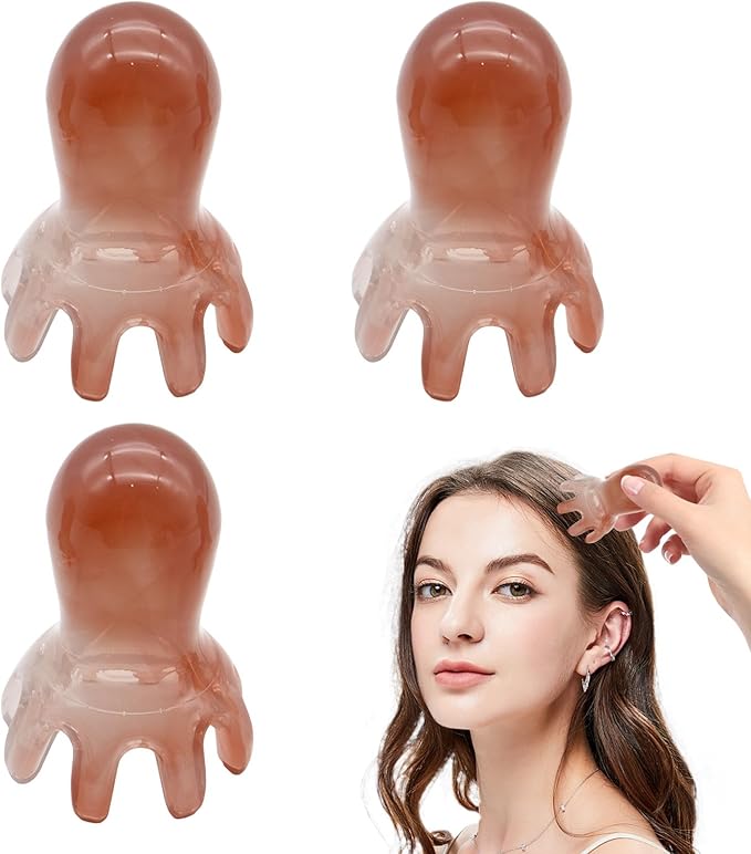 3Pcs Octopus Head Massager Comb Head Massages Tools Manual Acupressure Device with 8 Flexible Nodes Can Deeply Relax Compact and Easy to Carry Suitable for Home Office Use.