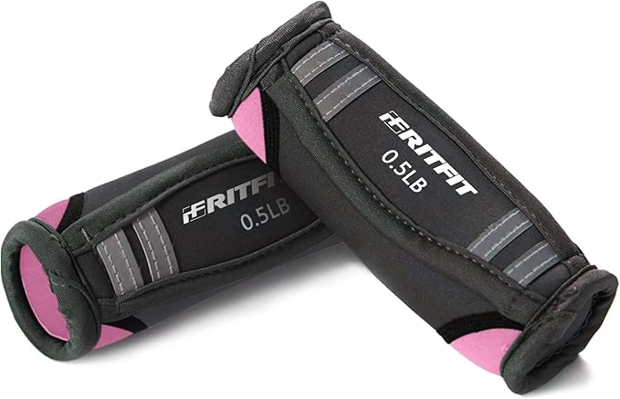 RitFit Soft Hand Weights Set - 0.5/0.75/1/1.5/2 LBS (1 Pair) Walking Dumbbell for Women & Men with Reflective Straps - Jogging, Running, Physical Therapy, Aerobics - Pink Orange Blue Grey Black