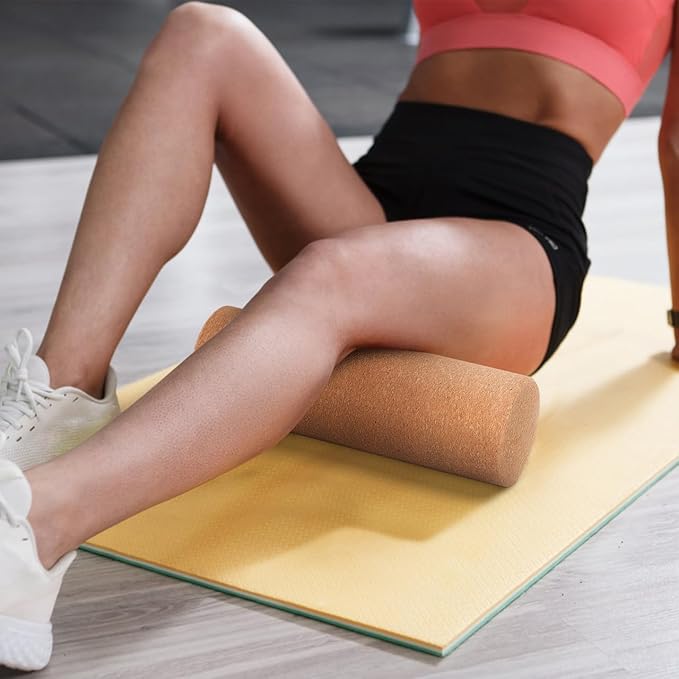 Cork Yoga Roller, Back Pain Relief Cylinder, Deep Tissue Massager Roller for Muscle Massage, Lightweight Fitness Tool for Yoga and Backbend Training, 11.8 x 3.9 Inch