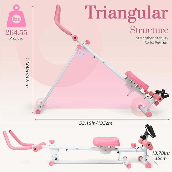 【US Shipped】 4 in 1 Exercise Equipment Rowing Machine Leg Press Machine Ab Glider Machine Roman Chair Fitness Equipment for Ab Workout Core Strength Training