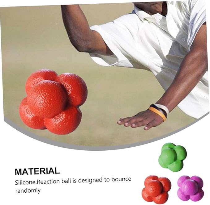 Milisten 3pcs High Elastic Hexagonal Reaction Balls Durable Agile Training Balls for Fitness Reflex and Coordination Drills Random Colors for Home Partner Workouts